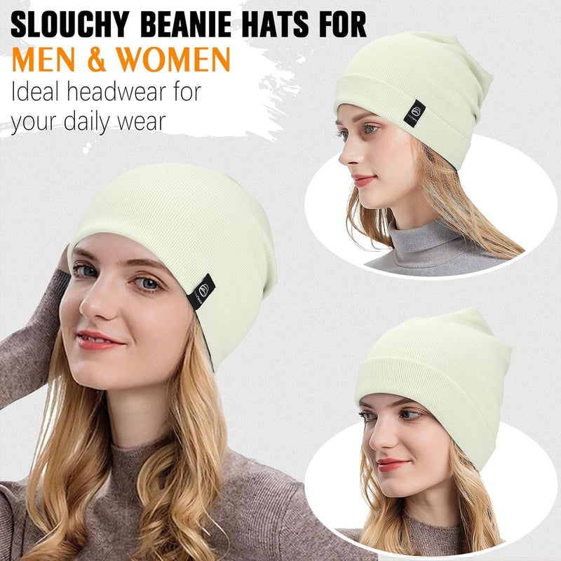YANIKY Slouchy Beanie for Women, Mens Soft Cotton Beanie Hat, Double Layer Windproof Skull Cap for All Seasons - Image 3